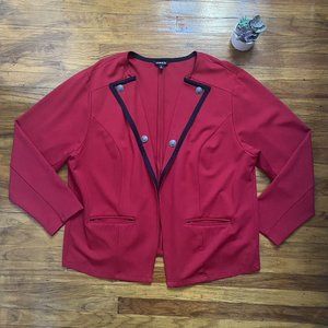 Torrid Red Black Military Ponte Blazer Jacket Dressy Single Breasted Size 4 4XL